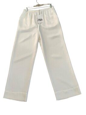 Zara wide straight leg  silky flowy NEW with tags MED 30w 29 inseam